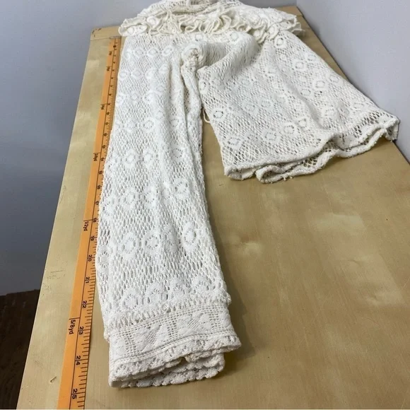 MAJE • Limba open knit high neck ruffle crochet sweater in ecru - Picture 14 of 16